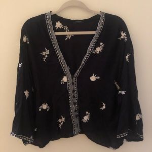 Zara Black and White Blouse